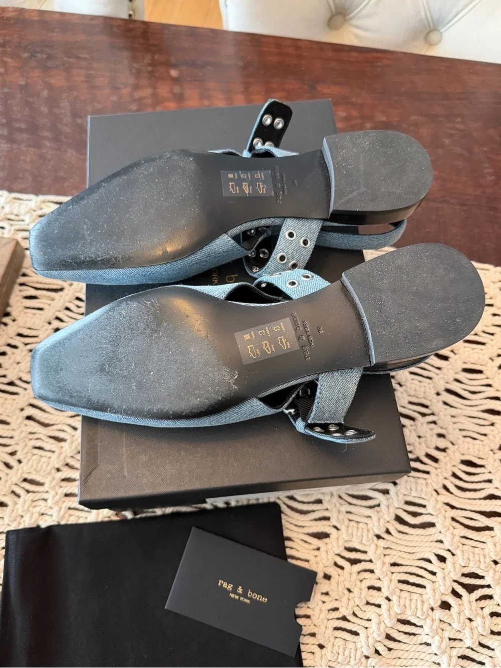 Rag & Bone Astra Slingback Flats in Denim - Size 39 (9)
